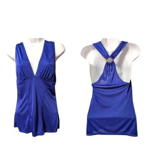 Victoria's Secret Moda International Blue Halter Ruched Racer Top Sz. XS